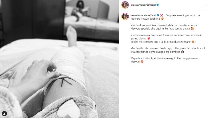 Il post di Alessia Mancini dopo l'intervento